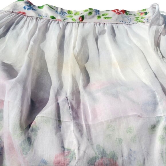 Vintage Apron 30s 40s Pale Pink Floral Sheer Pockets S M - Picture 8 of 10